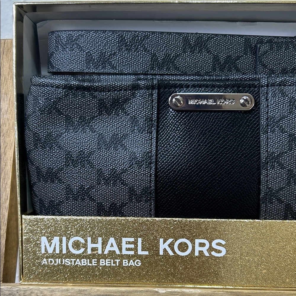 Michael Kors Adjustable Black Patterned Belt Bag - Picture 2 of 5